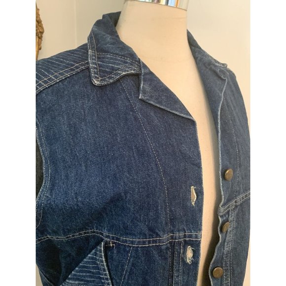 Vintage CHIC Denim Vest Medium Women Blue Cotton Jean USA Hipster 90s Y2K M - Picture 7 of 9